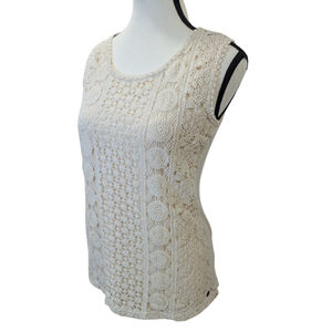 Solitaire Lace Crochet Tank Top XS Boho Cottagecore Romantic Sheer Layering Top